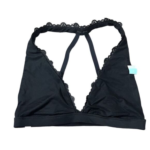 Victoria’s Secret Pink Date Supersoft Unlined Lace trim bralette bra Black L - Picture 4 of 4